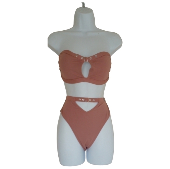 La Senza Strapless High Waist Pink Bikini Swimsuit NWT M - Picture 2 of 3